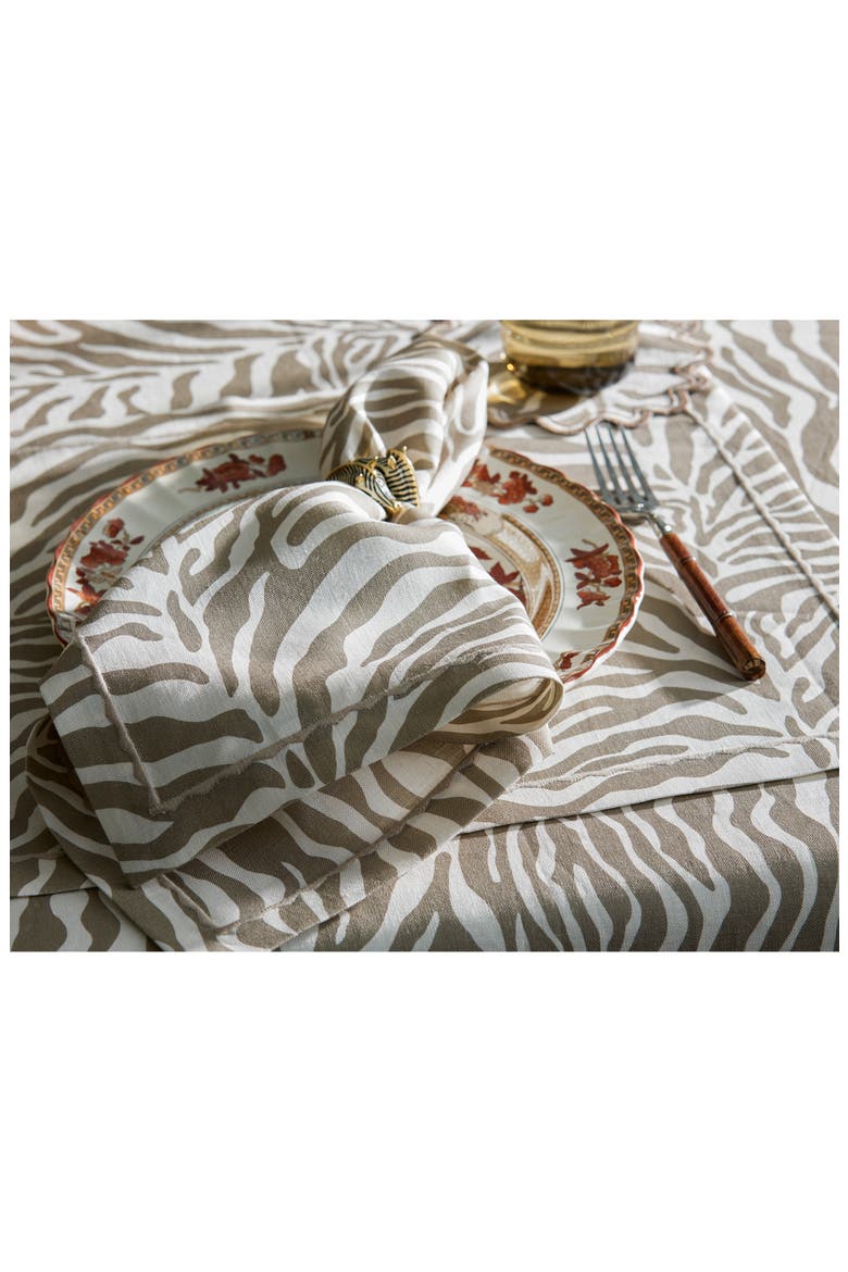 Regine Set of 4 Linen Zebra Stripe Linen Placemats, Alternate, color, COCONUT
