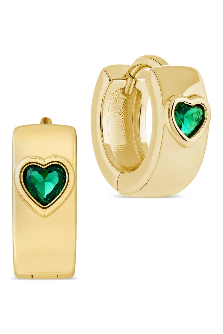 Signet Huggie Hoop Earrings, Main, color, GOLD