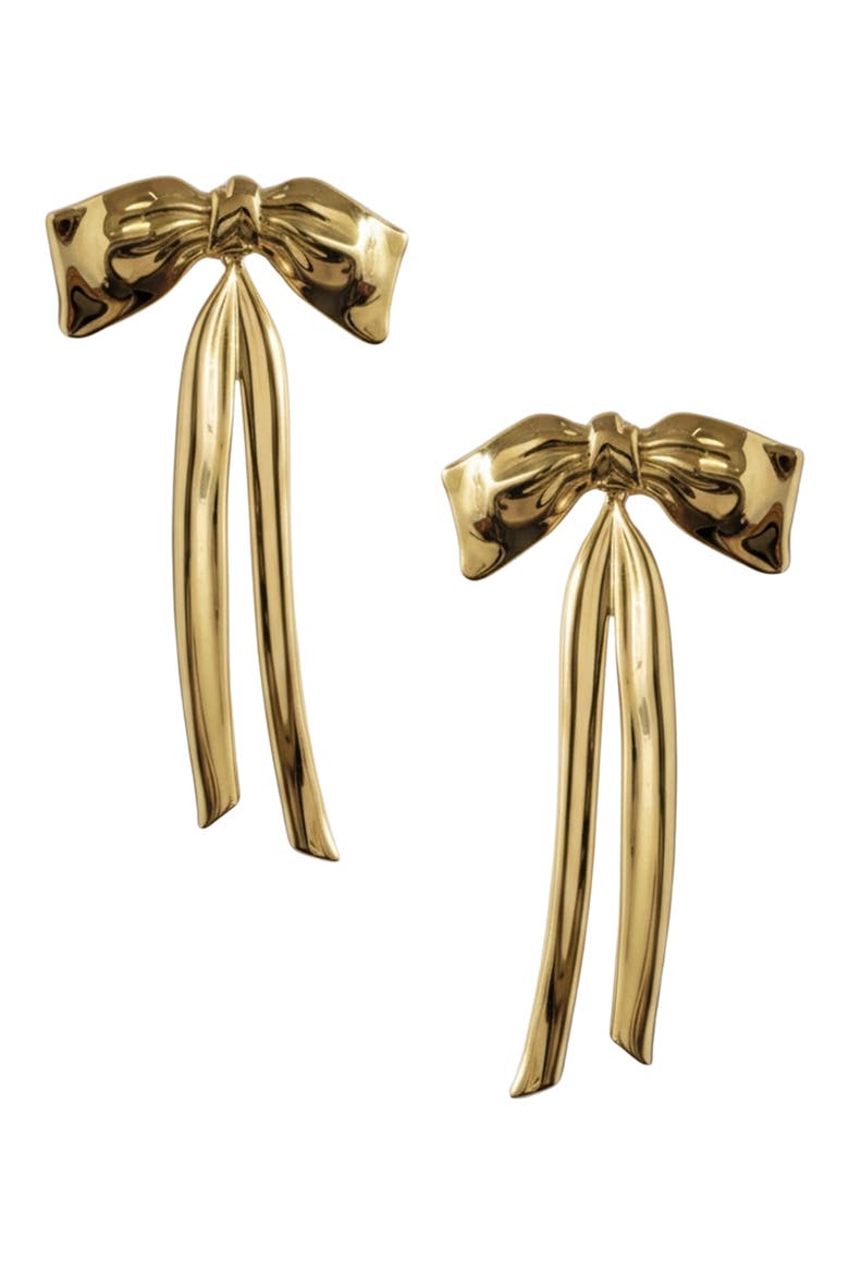 Bow Statement Drop Earrings, Alternate, color, GOLD
