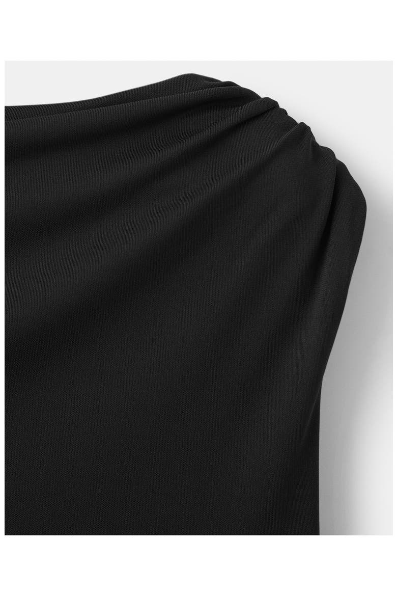 Sandy Asymmetric Hem Ruched Maxi Dress, Alternate, color, BLACK