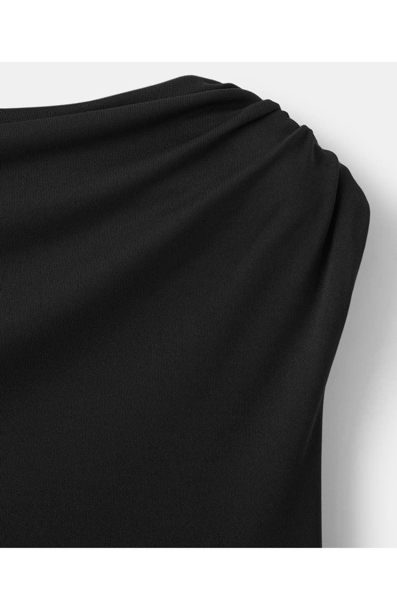 MANGO Sandy Asymmetric Hem Ruched Maxi Dress, Alternate, color, Black