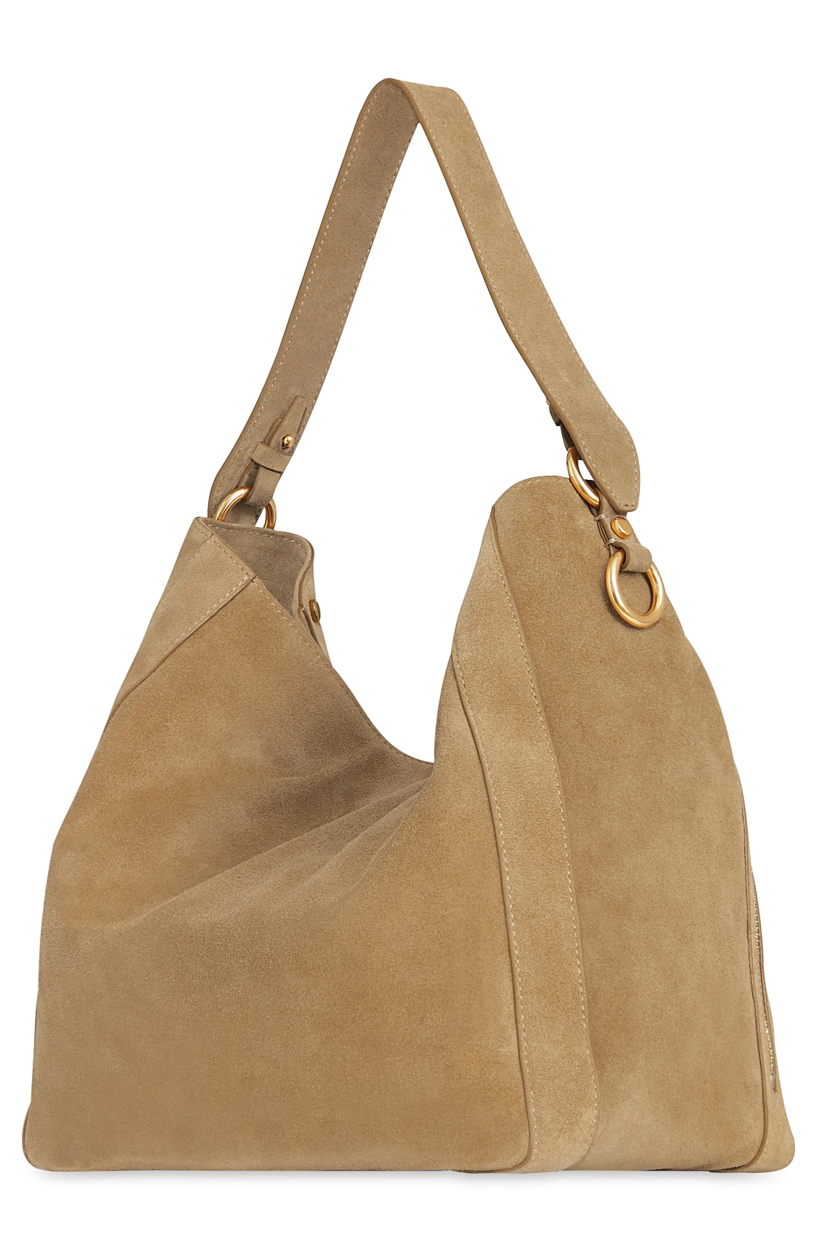 Rebecca Minkoff Mab Suede Hobo Bag, Alternate, color, Sesame