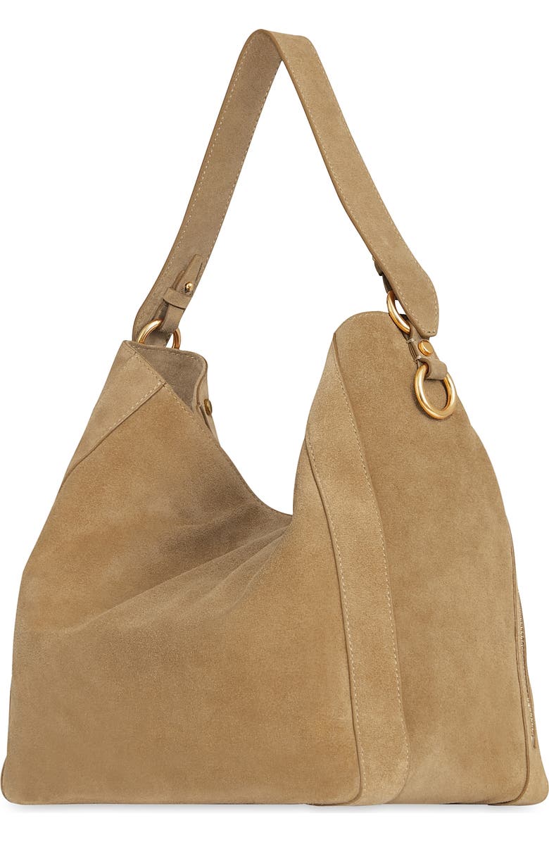 Rebecca Minkoff Mab Suede Hobo Bag, Alternate, color, Sesame