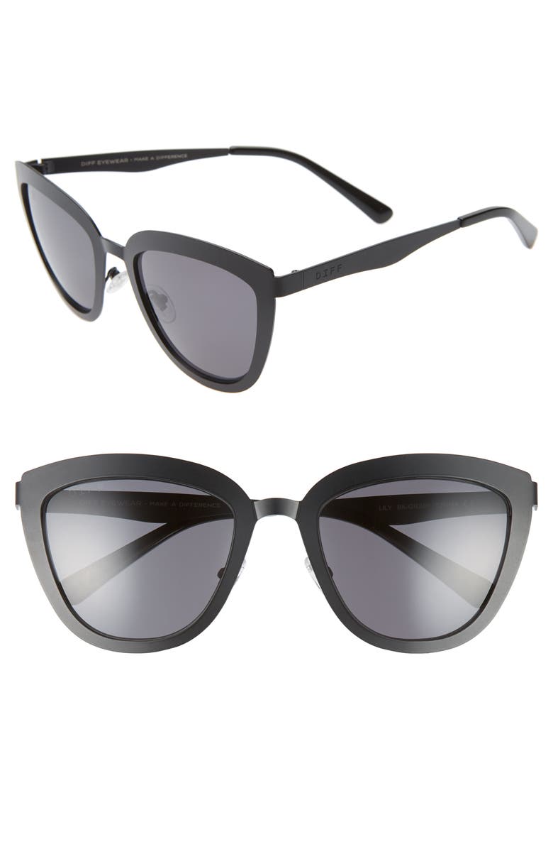 DIFF Lily 53mm Polarized Cat Eye Sunglasses, Main, color,