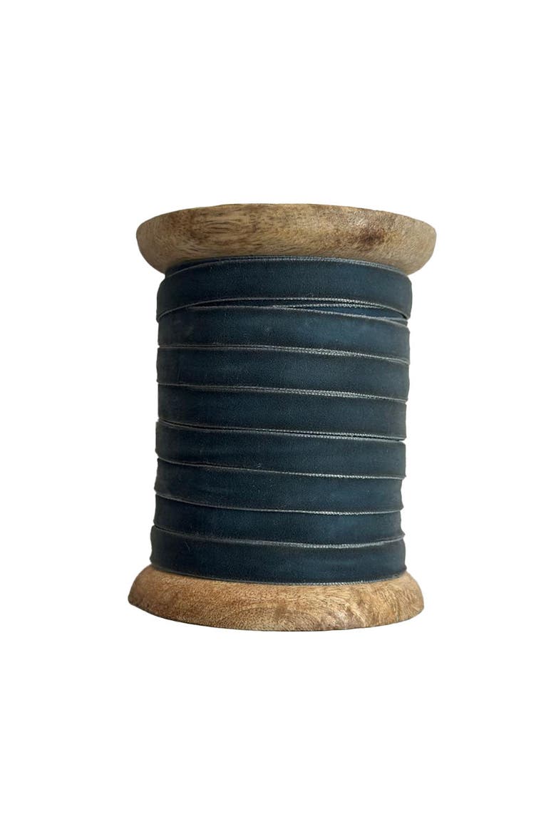 Narrow Hand Dyed Velvet Ribbon Dark Grey, Alternate, color, Dark Grey