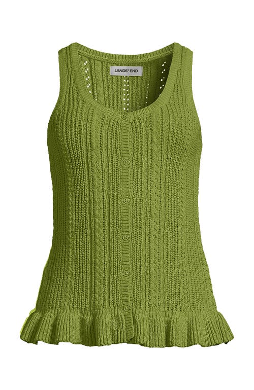 Lands' End Cotton Boucle Ruffle Hem Sleeveless Sweater In Multi