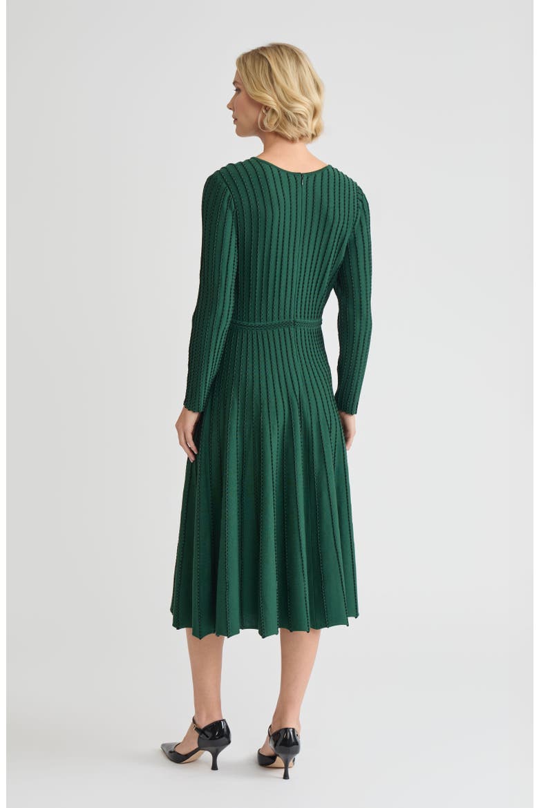 Fit & Flare Raised Linear Stitch Midi Dress, Alternate, color, Dark Ivy/ Black