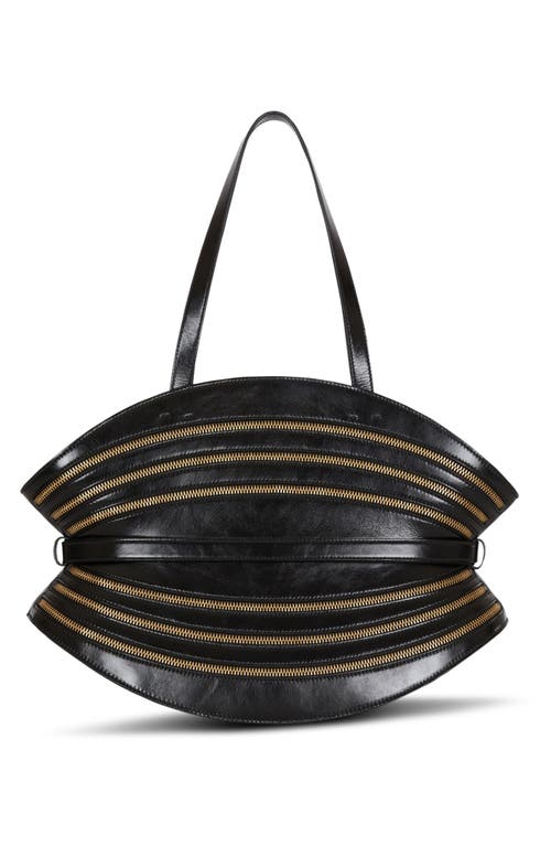 Balmain Shuffle Medium Belted Zipper Shoulder Bag In Leather In Black
