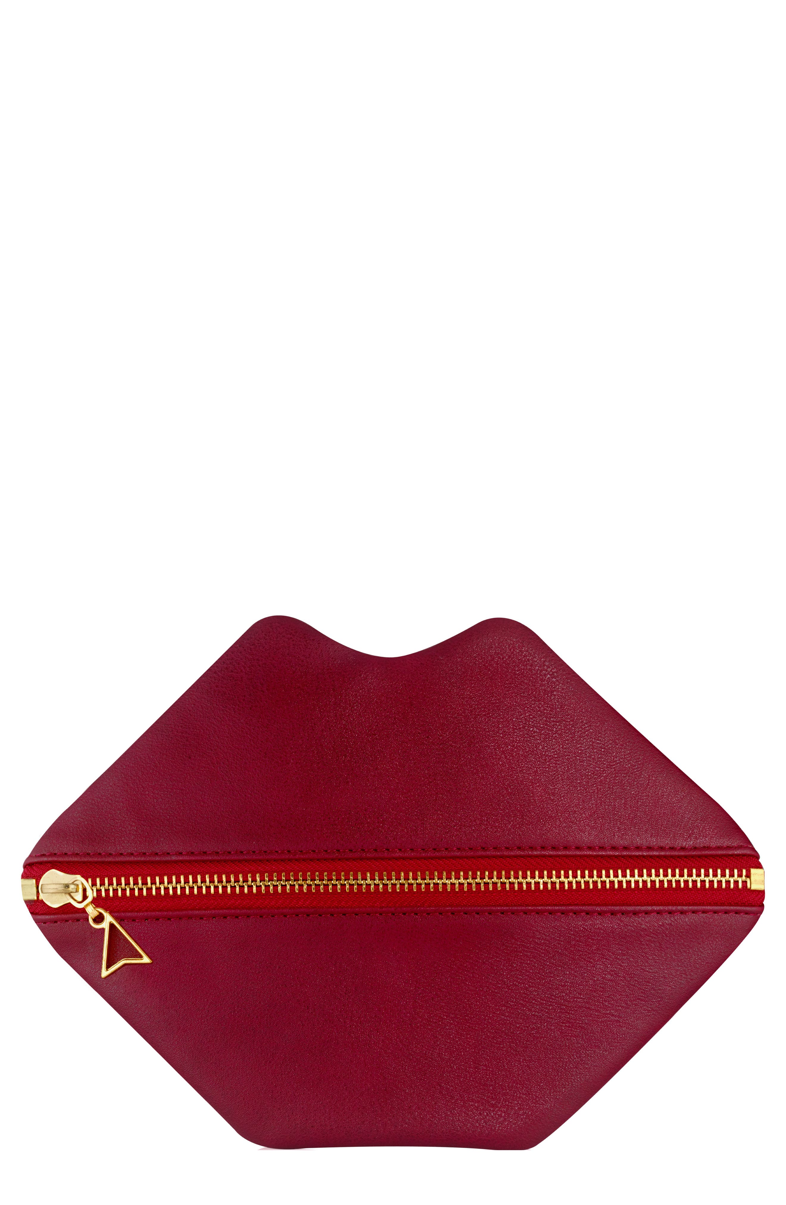 Pucker Up Flat Makeup Bag, Main, color, NO COLOR