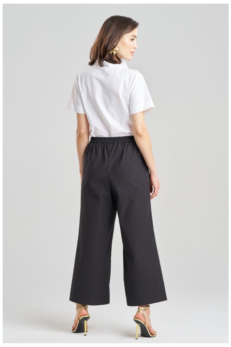 Techno Poplin Cropped Pants With Embroidery, Alternate, color, BLACK
