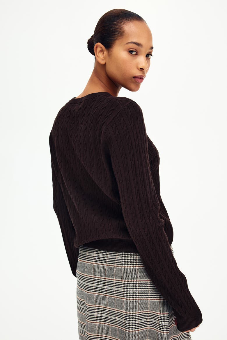 Cable-knit Jumper, Alternate, color, Dark brown