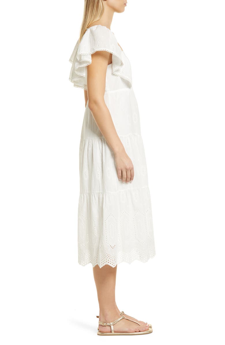 Caslon<sup>®</sup> Flutter Sleeve Cotton Midi Dress, Alternate, color,