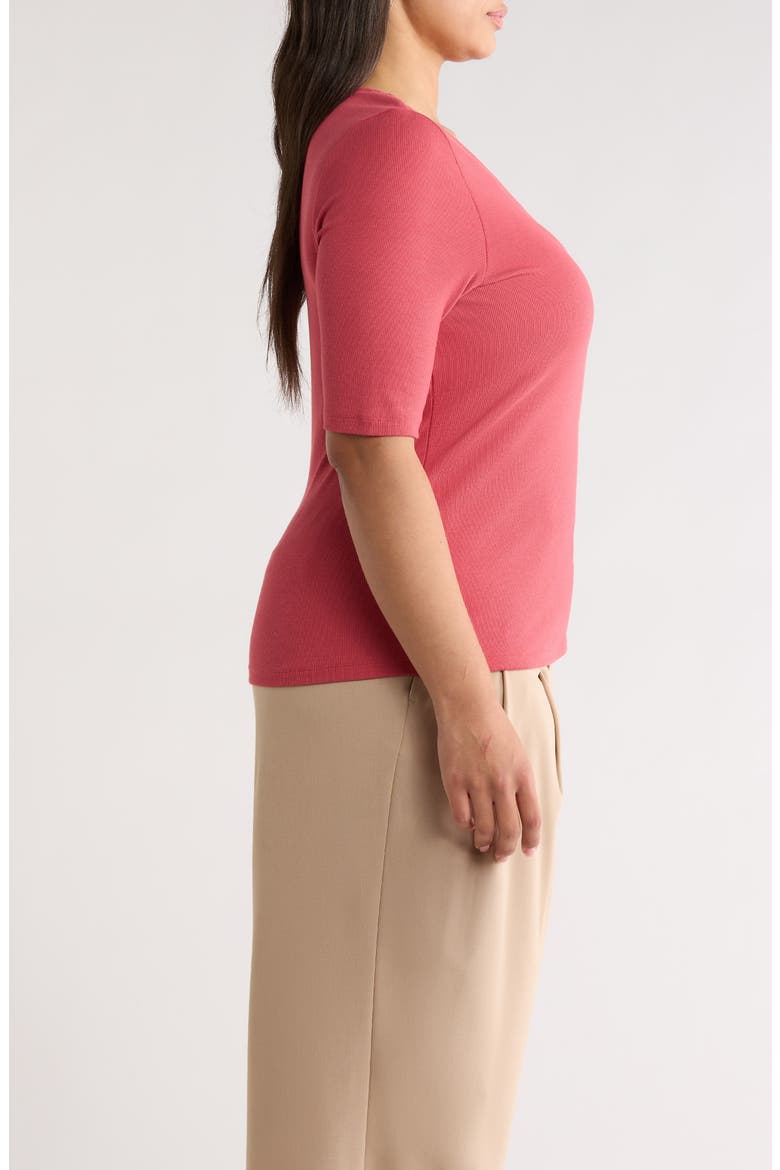 Double Layer V-Neck Top, Alternate, color, GARNET ROSE