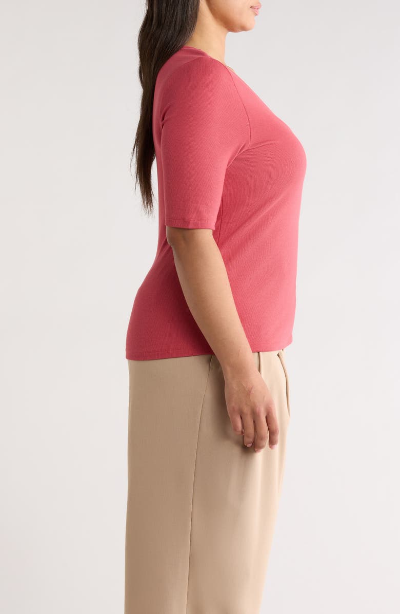 Liverpool Los Angeles Double Layer V-Neck Top, Alternate, color, Garnet Rose