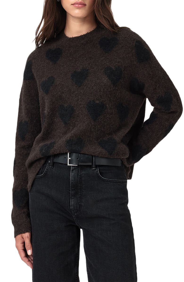 AllSaints Amora Jacquard Alpaca & Wool Blend Sweater, Main, color,