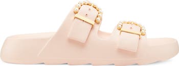 Imitation Pearl Buckle Slide Sandal