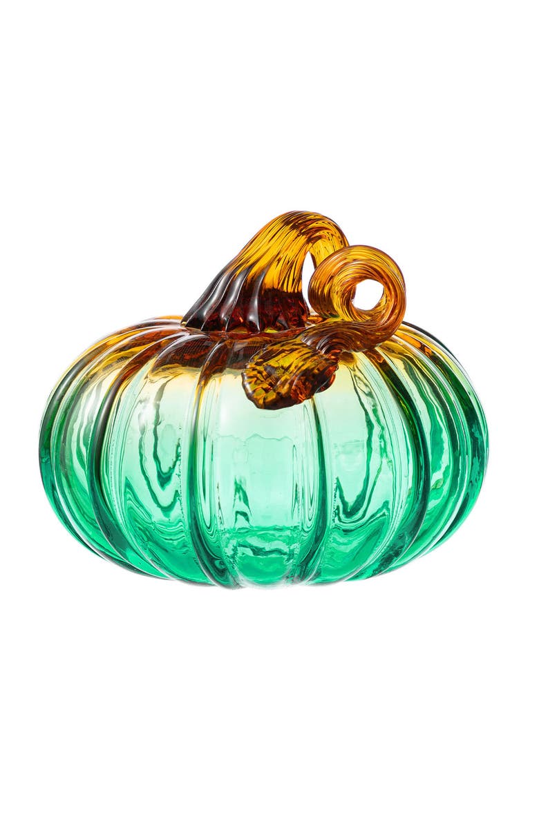 Glitzhome Gradient Small Glass Pumpkins, Main, color, Green