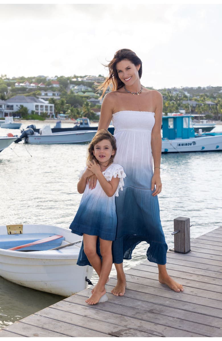 Mer St. Barth Serena Girl's Tassel Dress Blue Ombre, Alternate, color, Blue