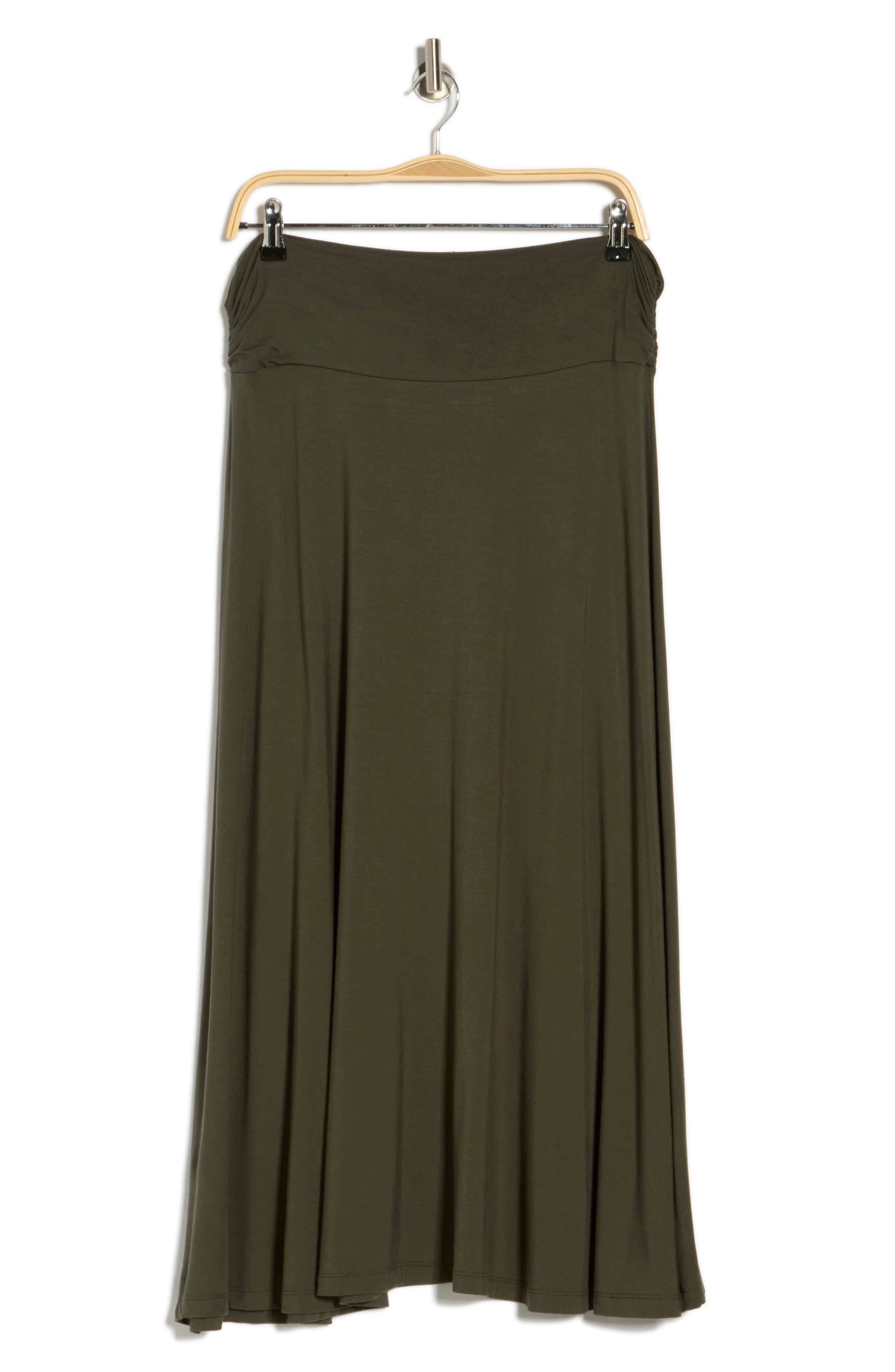 Renee C Foldover Waist Midi Skirt