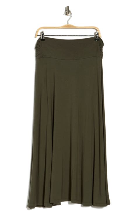 Foldover Waist Midi Skirt (Plus)