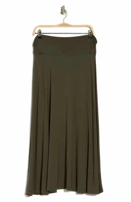 Renee C Foldover Waist Midi Skirt