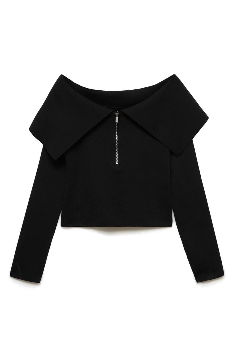 MANGO Off the Shoulder Zip Front Cardigan, Alternate, color,