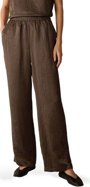 Eileen Fisher Crinkle Satin Straight Leg Pants