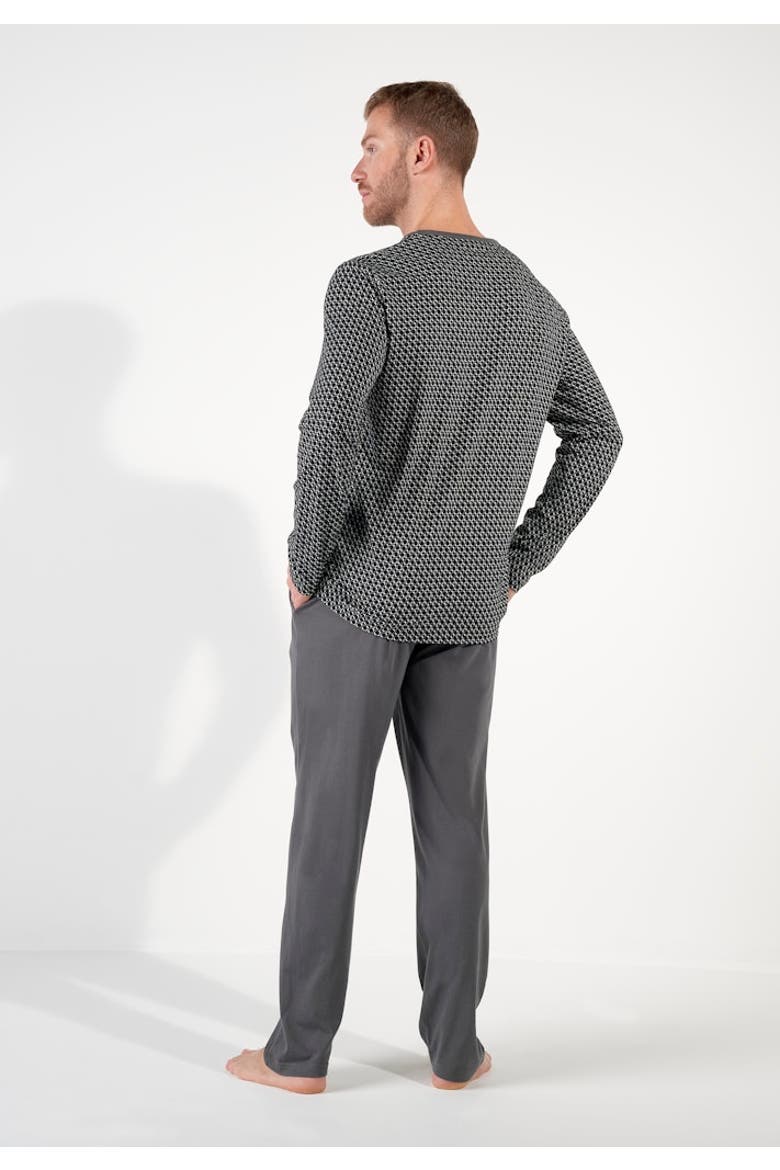 Waldorf Long Pajama Set, Alternate, color, Grey Print