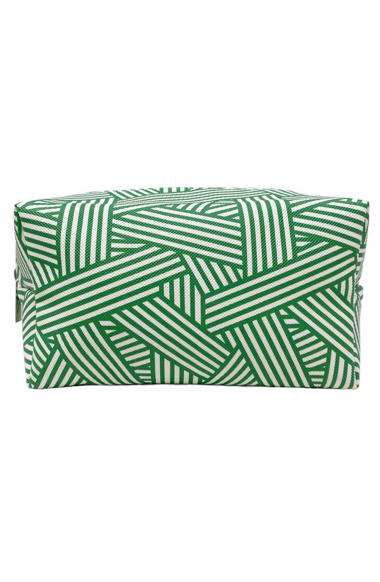 Youzey Abstract Green Stripe Cosmetic Bag, Main, color, Green