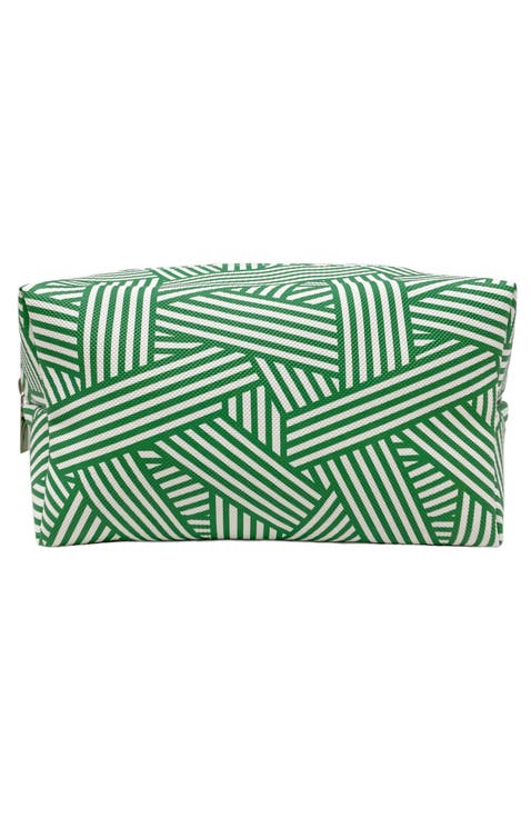 Abstract Green Stripe Cosmetic Bag