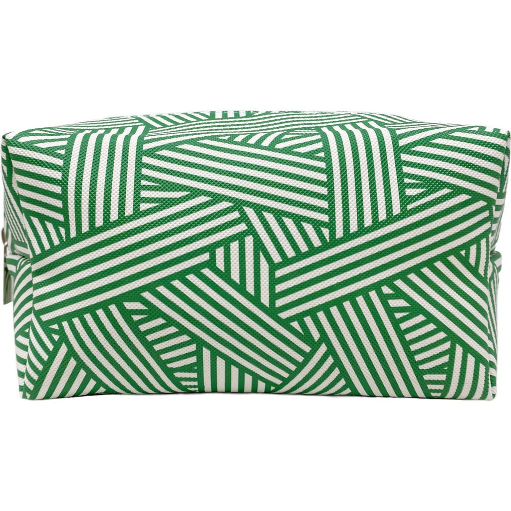 Youzey Abstract Green Stripe Cosmetic Bag In Green
