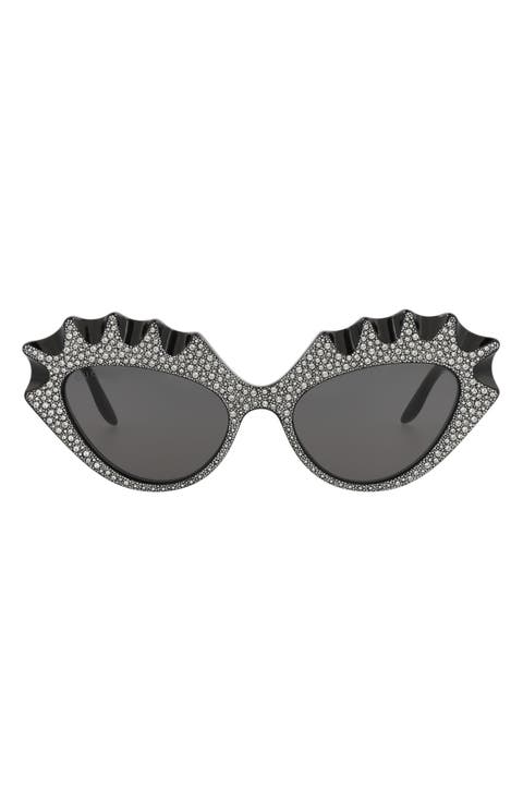 52mm Crystal Pavé Cat Eye Sunglasses