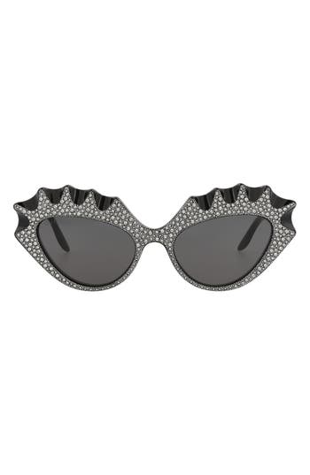 Gucci 52mm Crystal Pavé Cat Eye Sunglasses In Gray