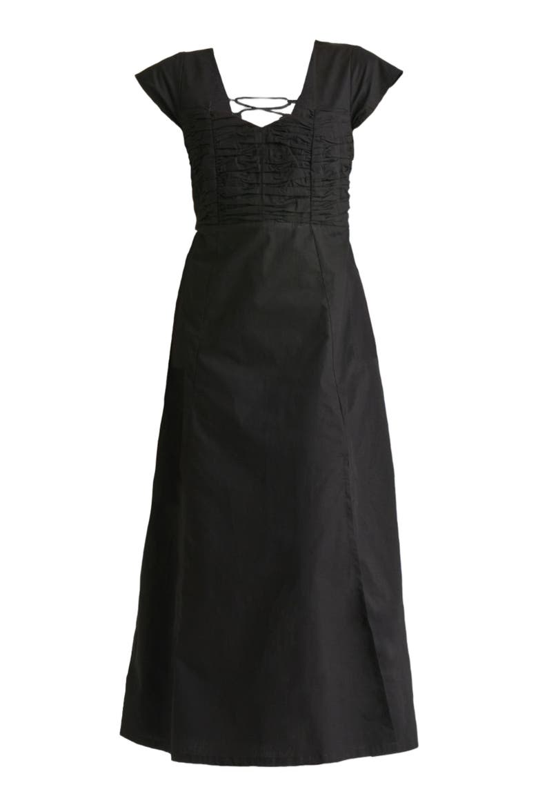 Ruched Dress with Front Slit, Alternate, color, Black