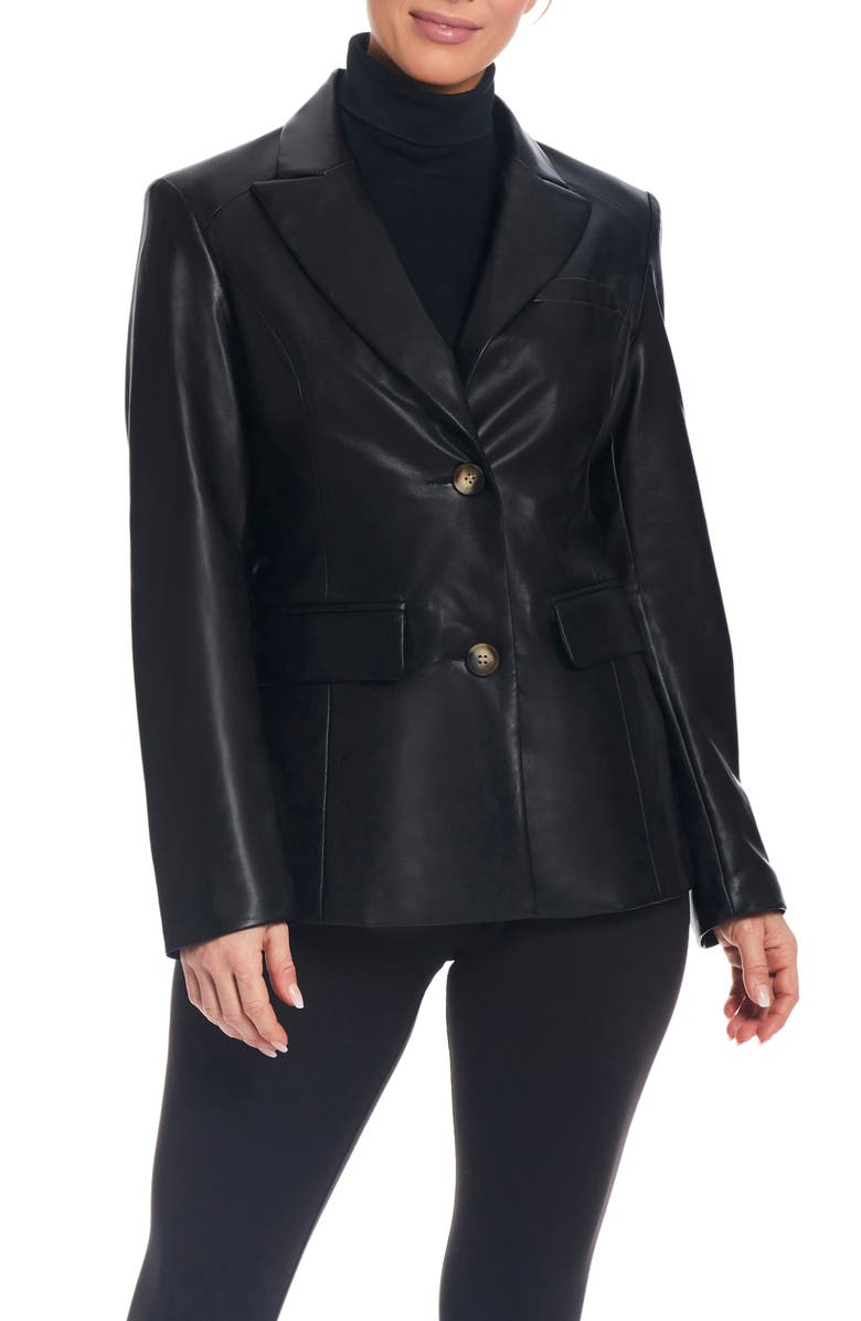 Sanctuary Corset Back Faux Leather Blazer, Alternate, color,