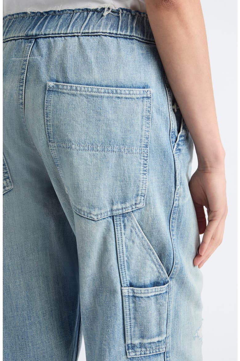 Distressed Fray Waist Wide Leg Carpenter Jeans, Alternate, color, BLUE