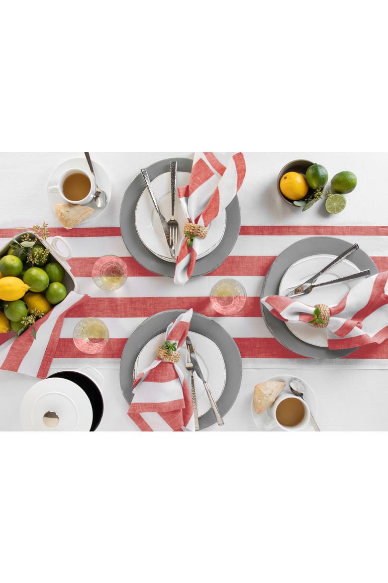 Linen Dinner Napkins Set of 4, 20 x 20" - Cabana Stripe, Alternate, color, Red and White