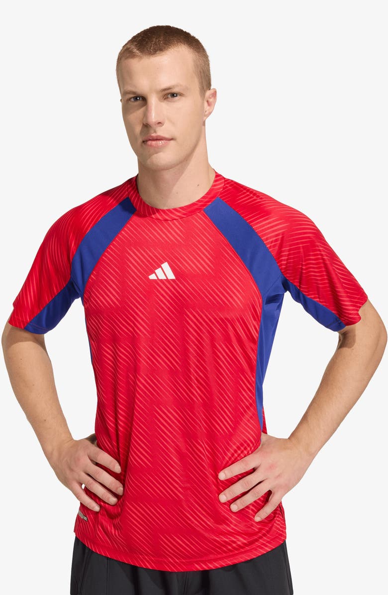 adidas FIFA World Cup 26<sup>™</sup> T-Shirt, Alternate, color, Pure Ruby/ Mystery Ink/ Print