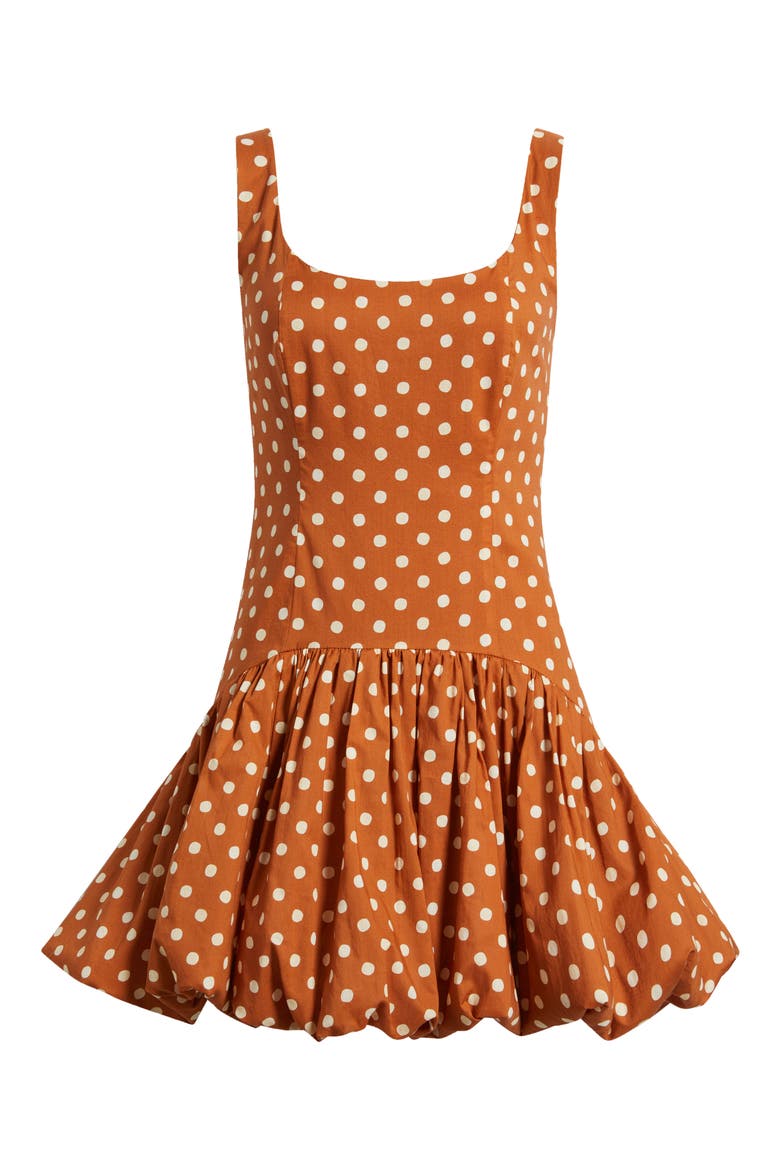 Sleeveless Drop Waist Bubble Hem Minidress, Alternate, color, COPPER DOTS