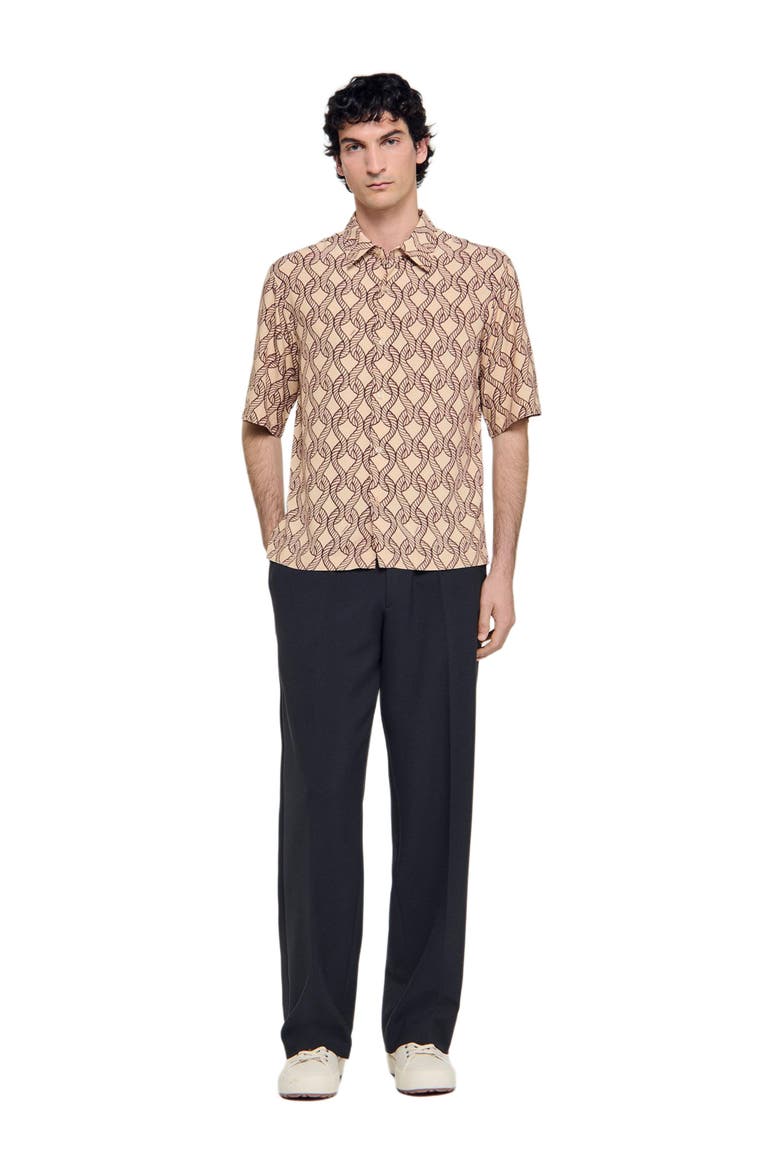 Loose-fit rope print shirt, Alternate, color, Butter cream