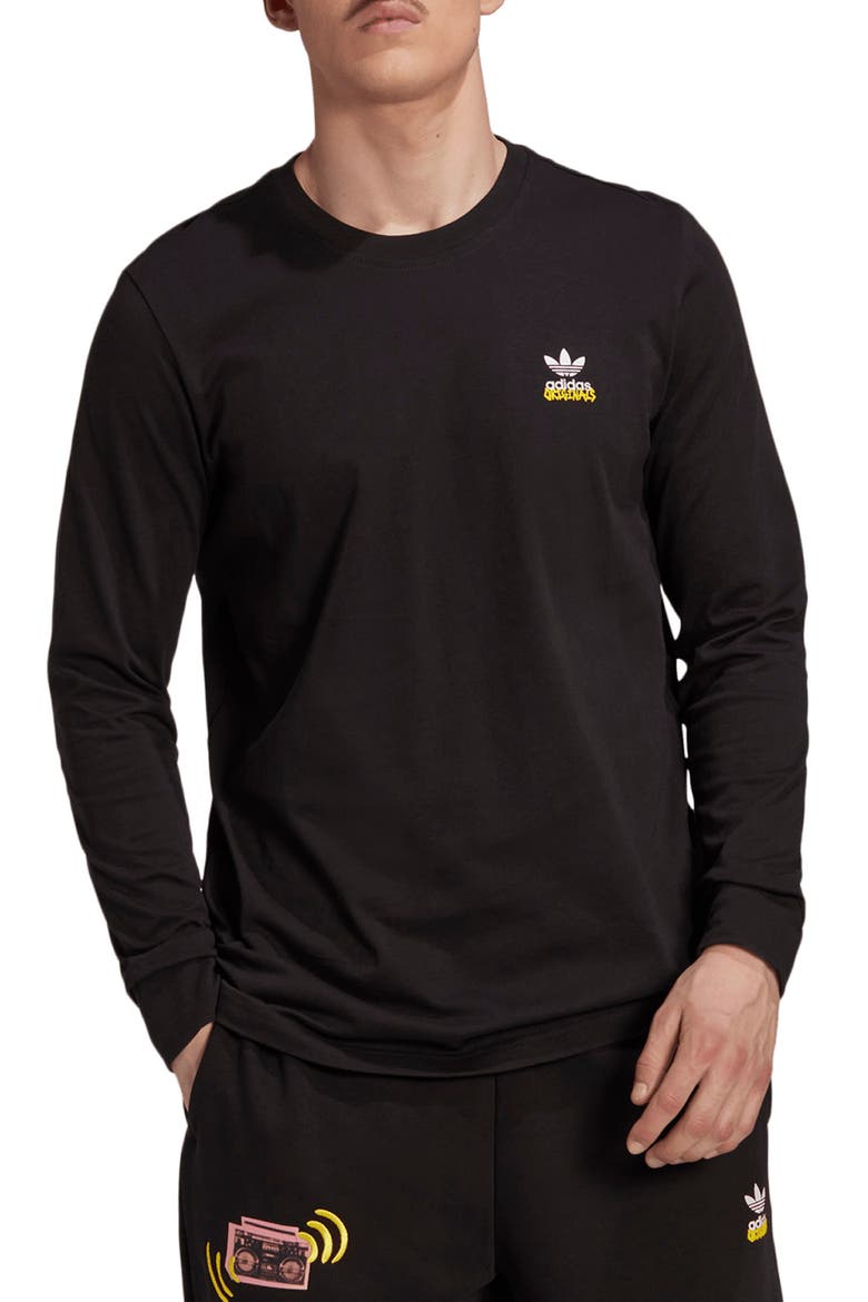 Unite Long Sleeve Graphic Tee, Main, color, BLACK