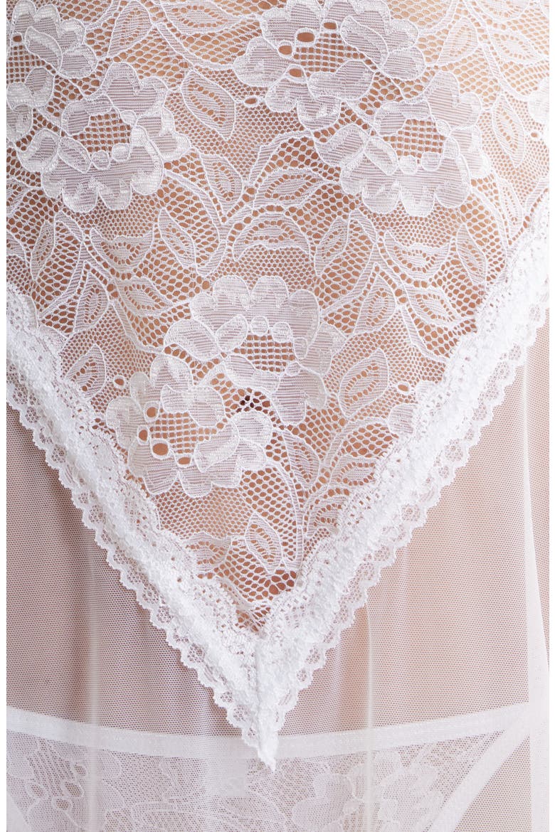 Lace Babydoll Chemise & G-String Set, Alternate, color, WHITE