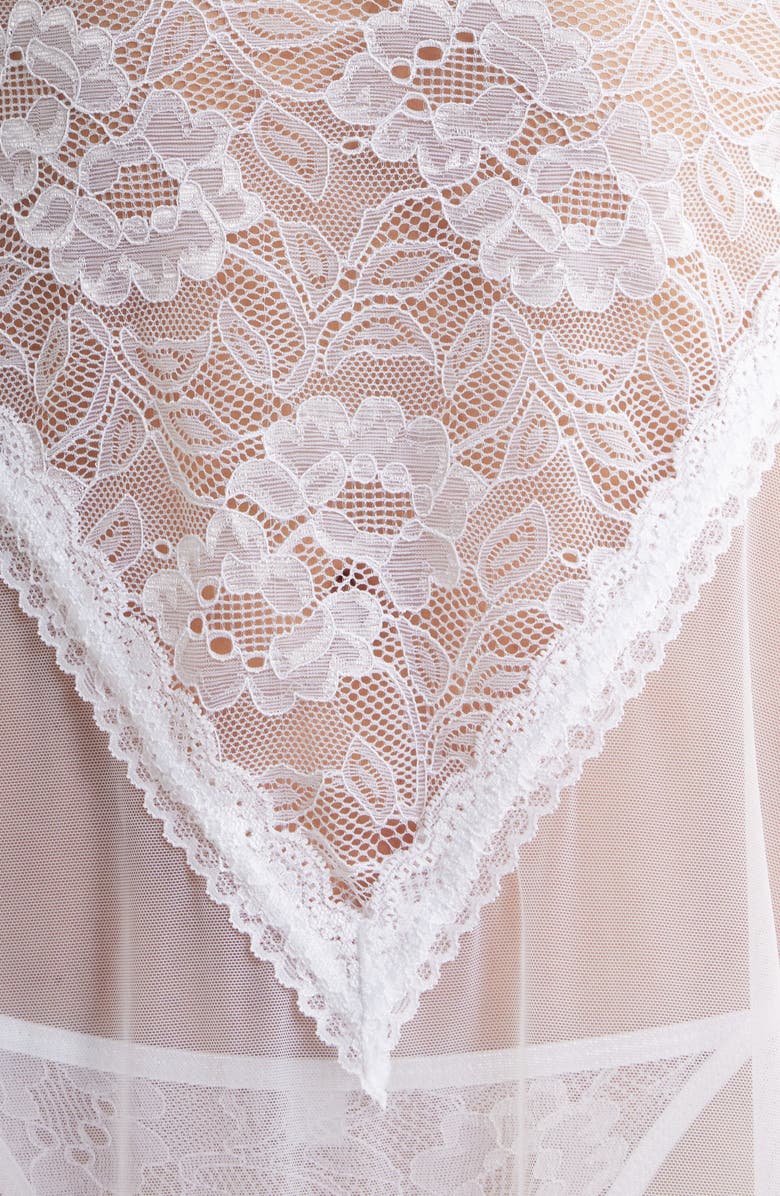 Coquette Lace Babydoll Chemise & G-String Set, Alternate, color, White