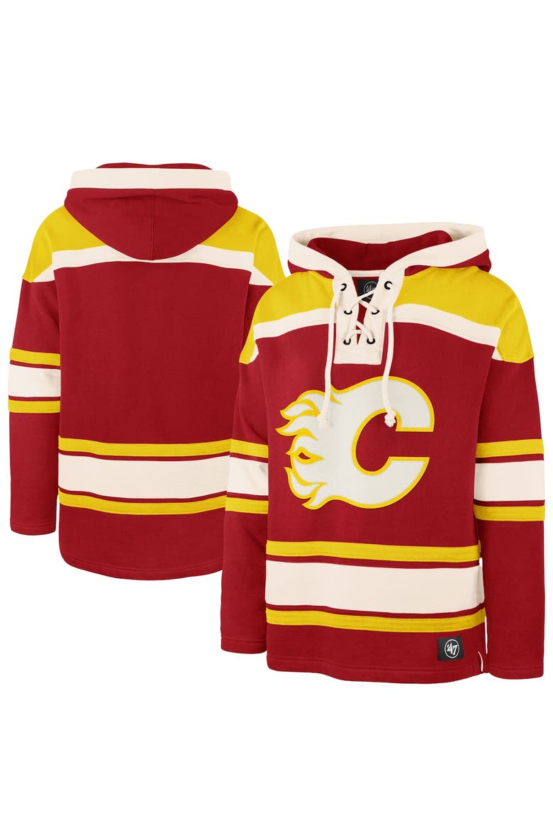 Men's '47  Red Calgary Flames Superior Lacer Hoodie, Main, color, Red