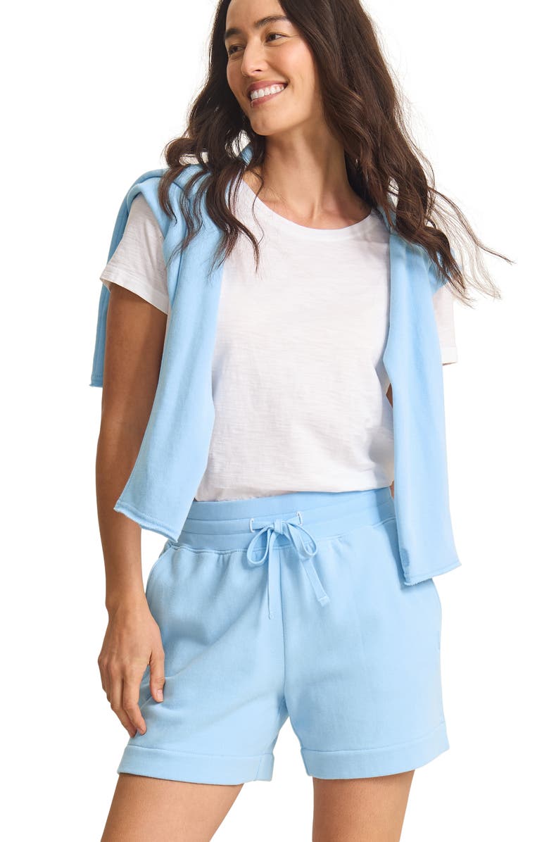 Tommy Bahama Marina Del Mar Tie Waist Cotton Shorts, Alternate, color, Chambray Blue