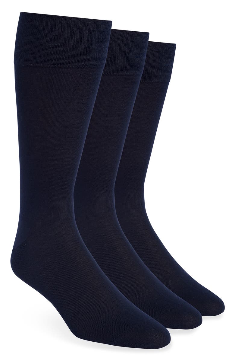 Lorenzo Uomo 3-Pack Crew Socks, Main, color, Navy