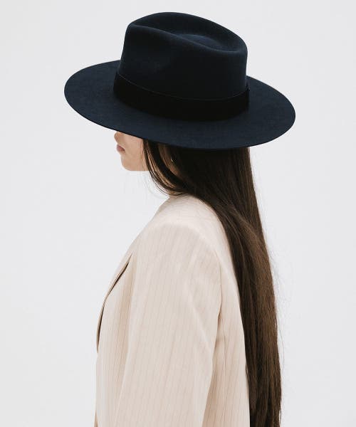 Gigi Pip Miller Classic Fedora Hat In Navy Blue