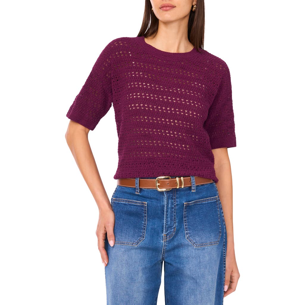 Vince Camuto Open Stitch Short Sleeve Sweater