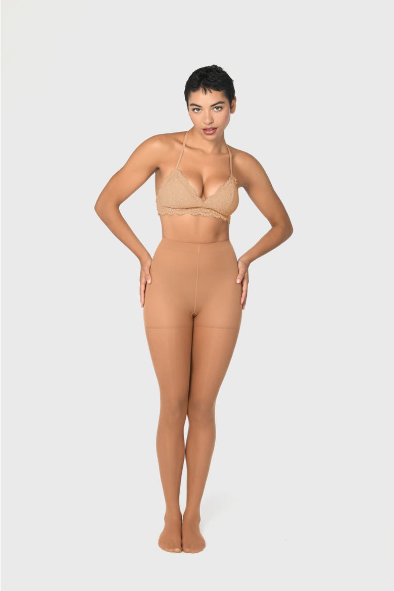 JetSet 40 Denier Sheer Compression Tights Nude Skin Tone and Black Shades, Main, color, Nude/Shade 4
