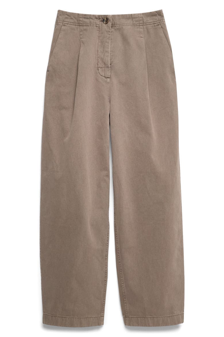 Pleated Barrel Leg Pants, Alternate, color, SOFT BROWN